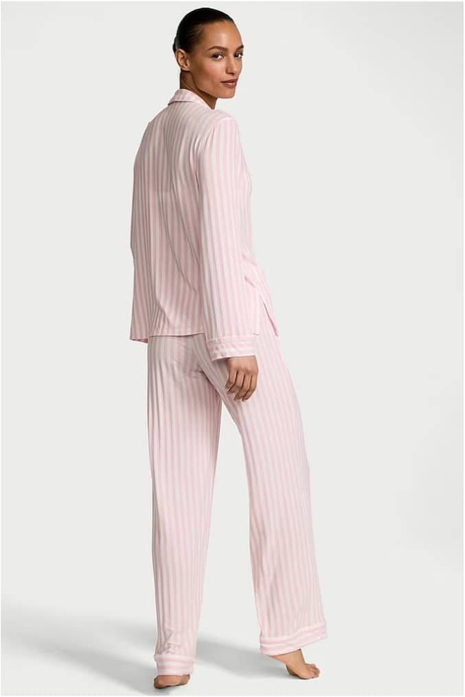 Pink Stripe Modal Long Pyjamas Set